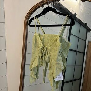 NWT - Cider | Green Floral Asymmetrical Crop Top
